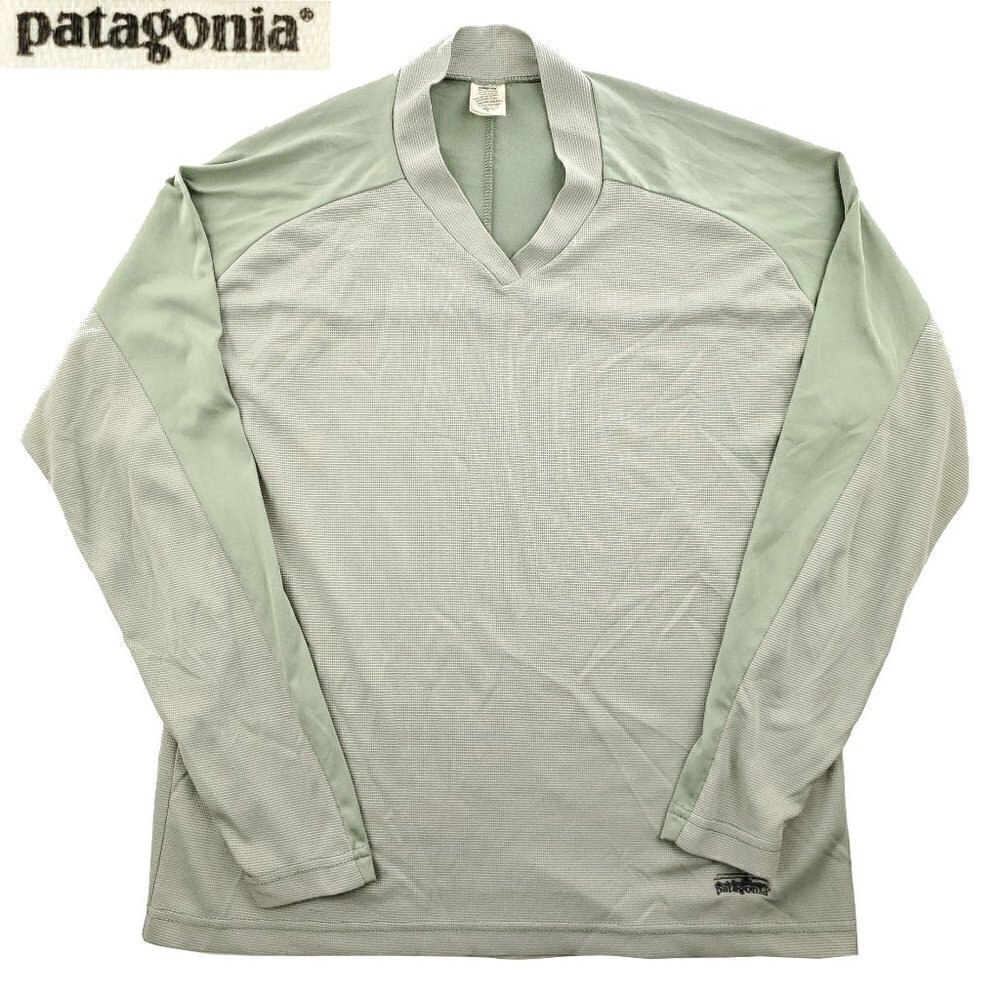 Patagonia Vintage Made USA Base Layer Long Sleeve Thermal Shirt Green Men Large